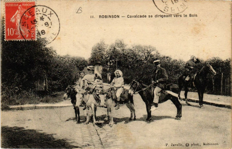 Carte postale ancienne Robinson - Cavalvade sa dirigeant vers le Bois
