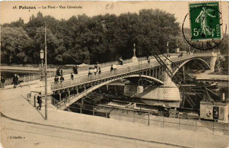 Carte postale ancienne Puteaux - Le Pont - Vue Générale à Puteaux