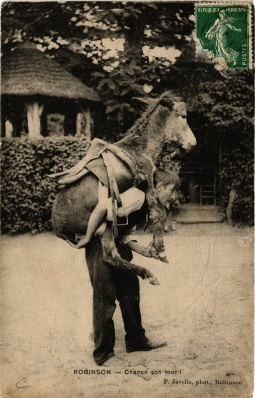 Carte postale ancienne Robinson - Chacun son tour !