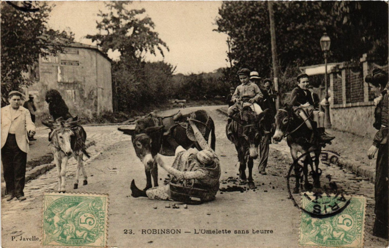 Carte postale ancienne Robinson - L'Omlette sans beurre