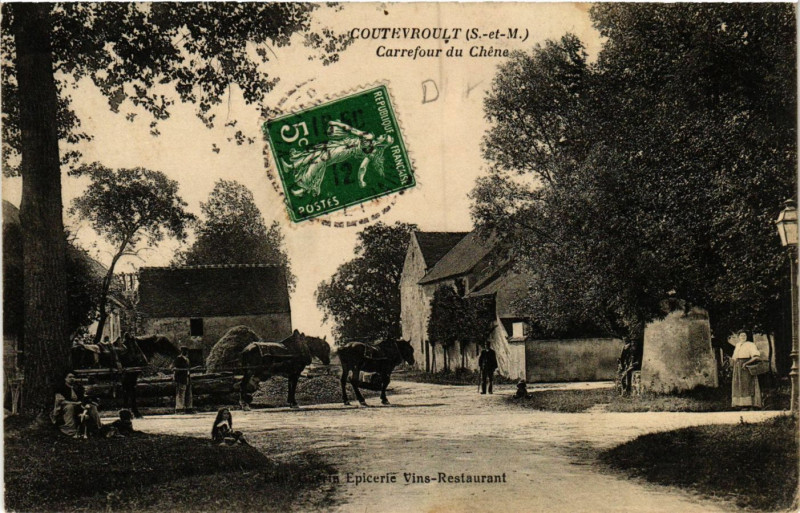 Carte postale ancienne Coutevroult - Carrefour du Chéne