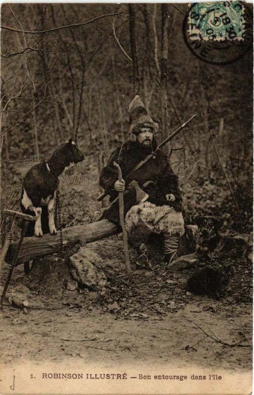 Carte postale ancienne Robinson-Illustré - Son entourage des l'Ile