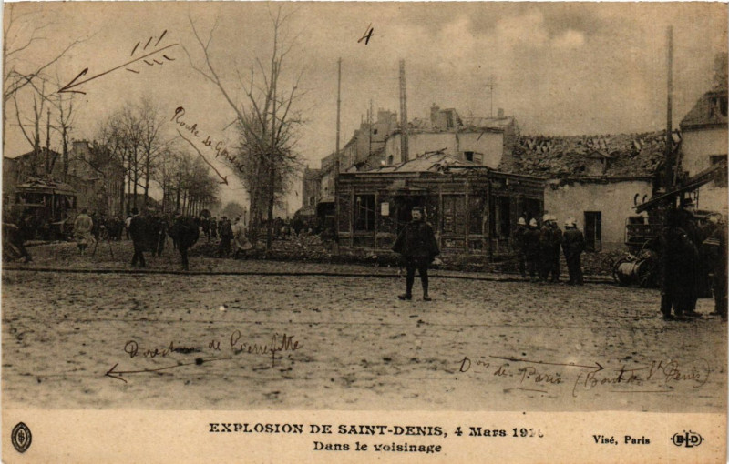 Carte postale ancienne Explosion DeSaint-Denis 1916 Dans Le Voisinage à Saint-Denis