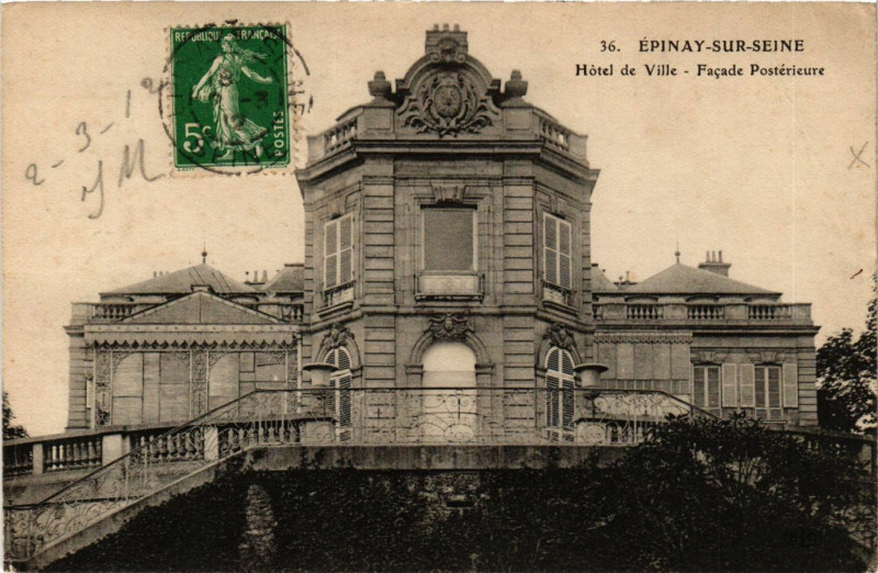 Carte postale ancienne Epinay-sur-Seine - Hotel de Ville - Facade Pstérieure à Épinay-sur-Seine