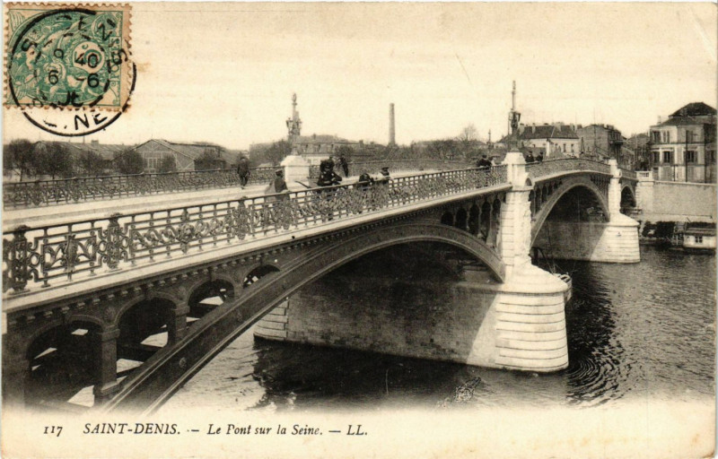 Carte postale ancienne Saint-Denis - Le Pont sur la Seine à Saint-Denis