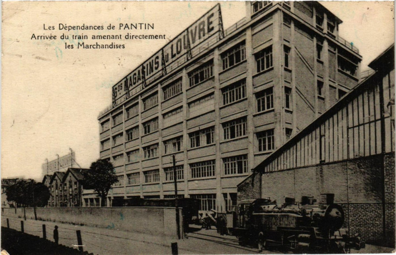 Carte postale ancienne Les Dépendances de Pantin - Arrivée du train amenant directement à Pantin