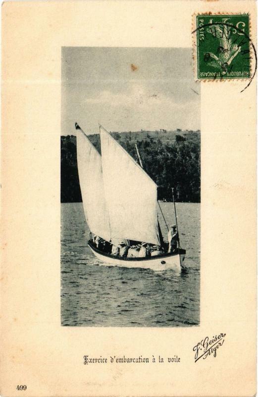 Carte postale ancienne Geiser 499 Exercice d'embarcation a la voile