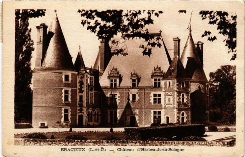 Carte postale ancienne Bracieux - Chateau d'Herbeault-et-Sologne à Bracieux