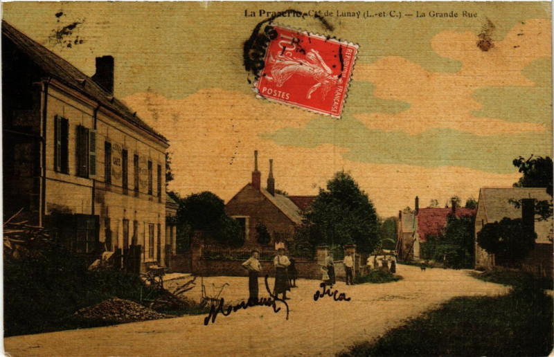 Carte postale ancienne La Prazerie cif de Lunay - La Grande Rue à Lunay