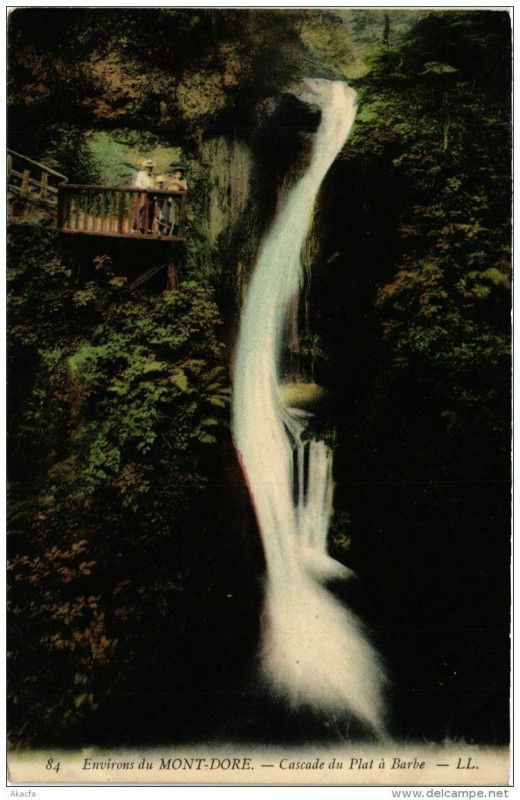 Carte postale ancienne Env. du Mont-Dore Cascade du Plat a Barbe à Mont-Dore