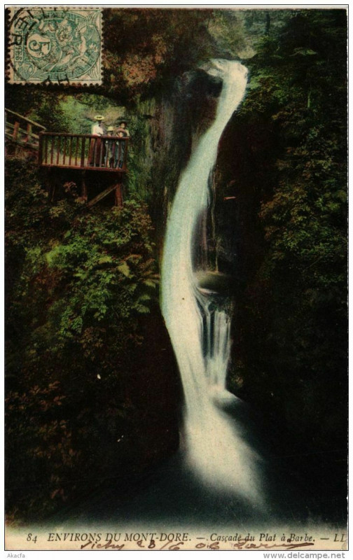 Carte postale ancienne Env. du Mont-Dore Cascade du Plat a Barbe à Mont-Dore
