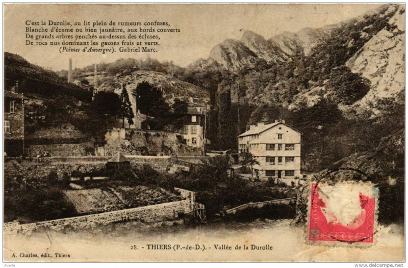 Carte postale ancienne Thiers Vallée de la Durolle à Thiers