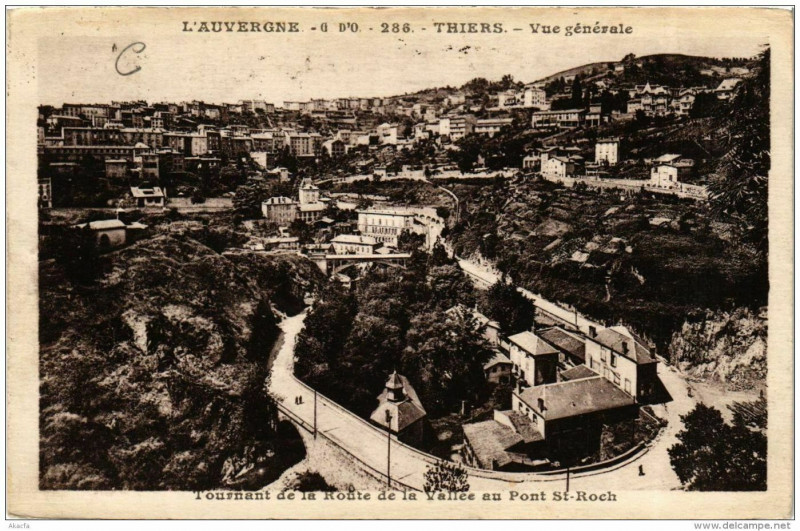Carte postale ancienne Thiers Vue Generale à Thiers