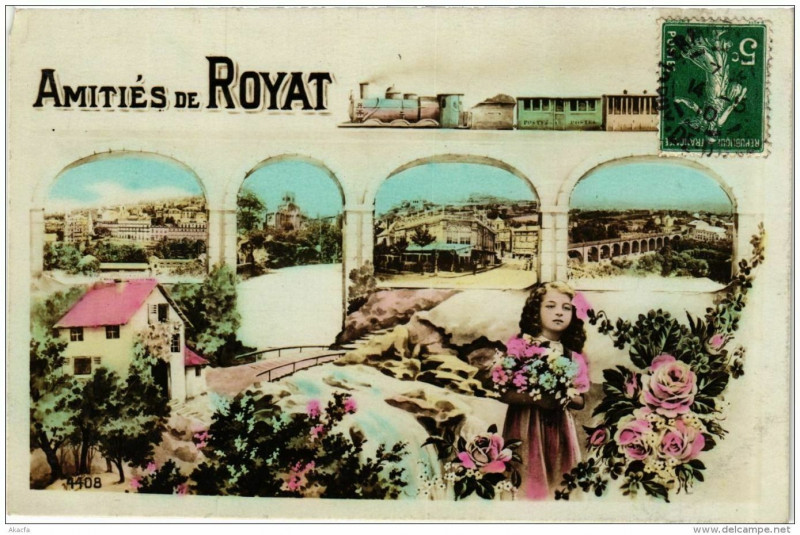 Carte postale ancienne Royat Amitiés de Royat à Royat