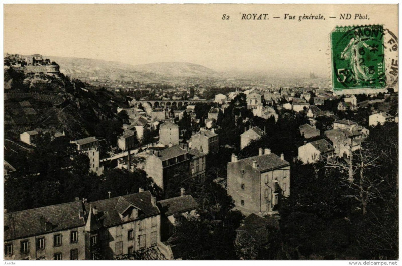 Carte postale ancienne Royat Vue Generale à Royat