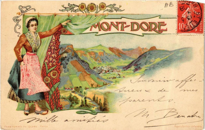 Carte postale ancienne Le Mont-Dore Souvenir à Mont-Dore