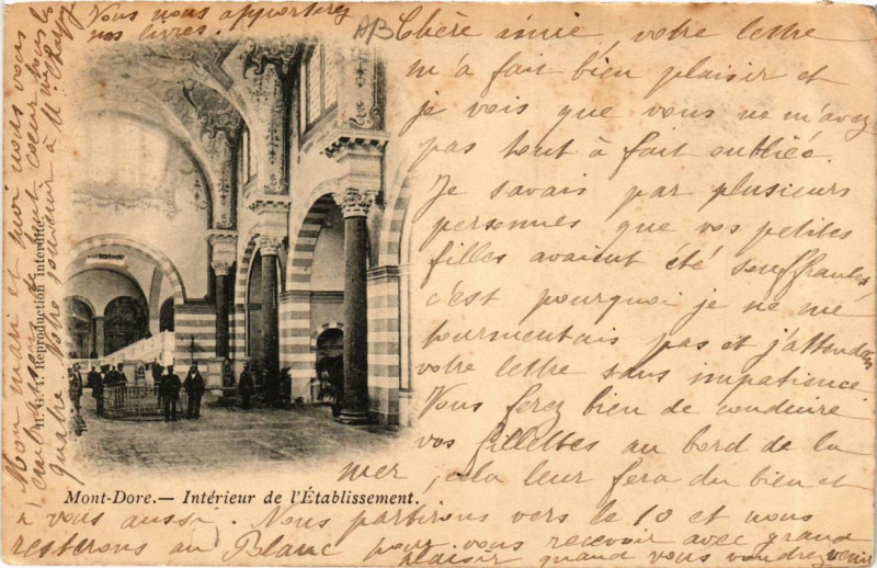 Carte postale ancienne Le Mont-Dore Intérieur de l'Etabl. à Mont-Dore