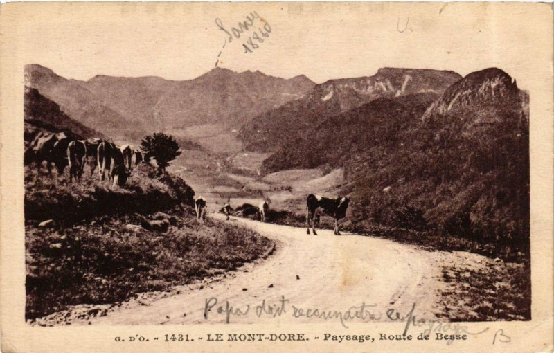 Carte postale ancienne Le Mont-Dore Paysage Route de Besse à Mont-Dore