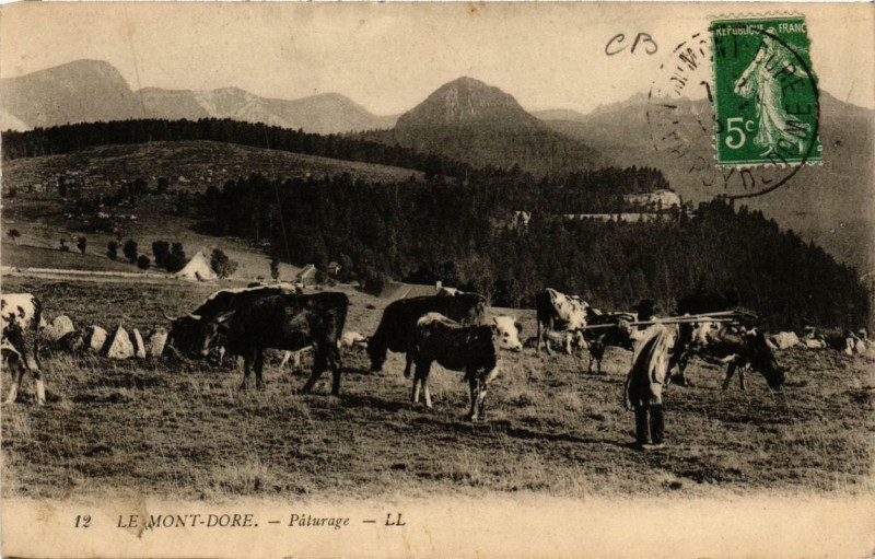 Carte postale ancienne Le Mont-Dore Paturage à Mont-Dore