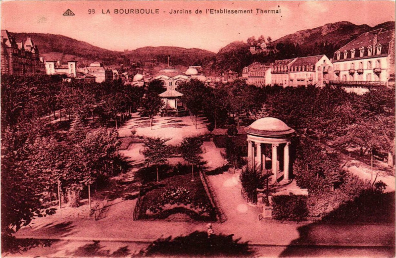 Carte postale ancienne La Bourboule Jardins de l'Etabl. Thermal à La Bourboule