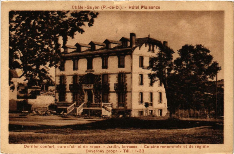 Carte postale ancienne Chatel-Guyon Hotel Plaisance