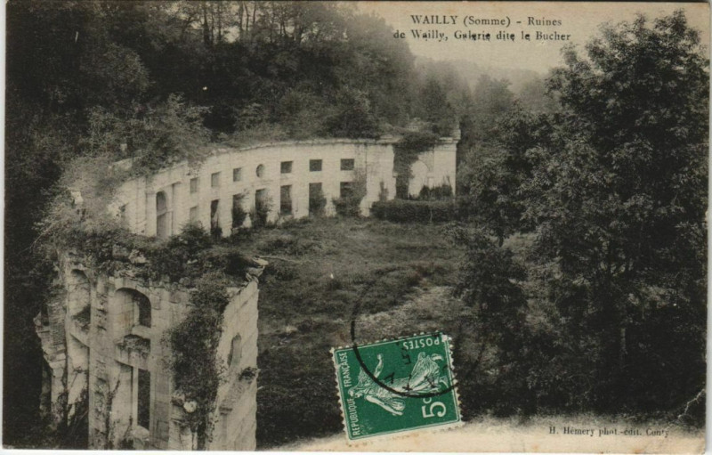 Carte postale ancienne Wailly Ruines Galerie dite le Bucher à Y