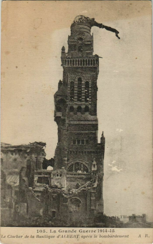 Carte postale ancienne Guerre Albert La Basilique à Albert