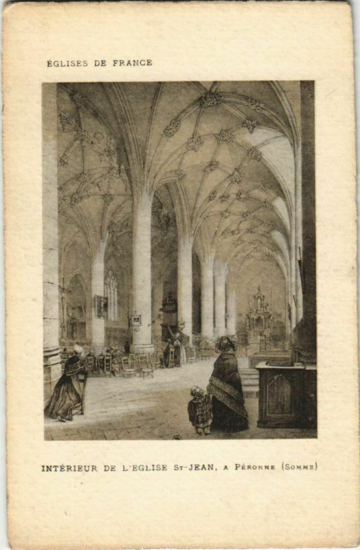 Carte postale ancienne Peronne Eglise Saint-Jean Intérieur