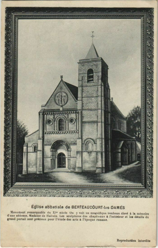 Carte postale ancienne Berteaucourt-les-Dames Eglise abbatiale à Berteaucourt-les-Dames