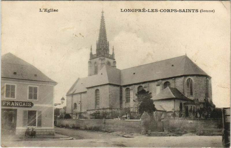 Carte postale ancienne Longpre-les-Corps-Saints Eglise à Long