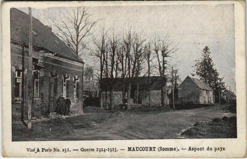 Carte postale ancienne Guerre Maucourt Aspect du pays à Maucourt
