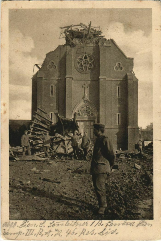 Carte postale ancienne Guerre Guillemont Kirche nach der Sprengung à Guillemont