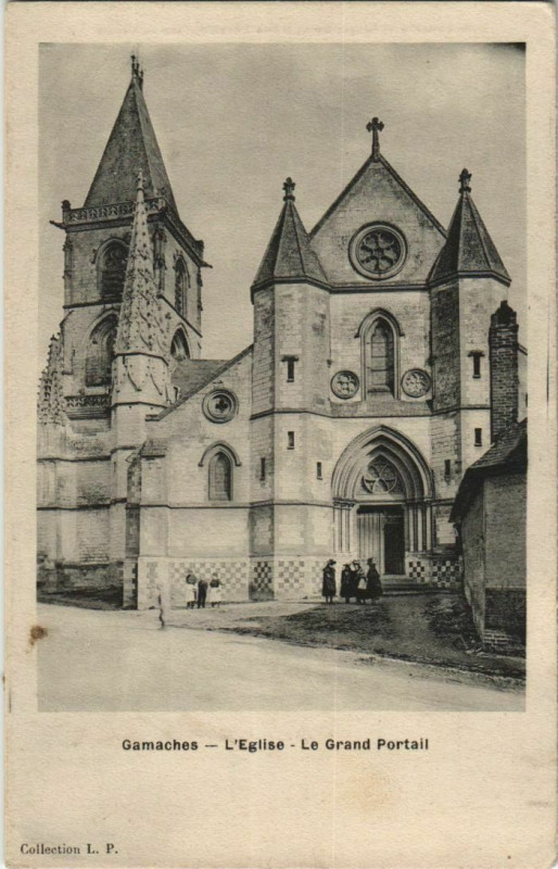 Carte postale ancienne Gamaches Eglise Grand Portail à Gamaches