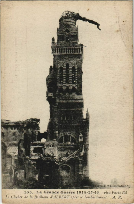 Carte postale ancienne Guerre Albert La Basilique à Albert