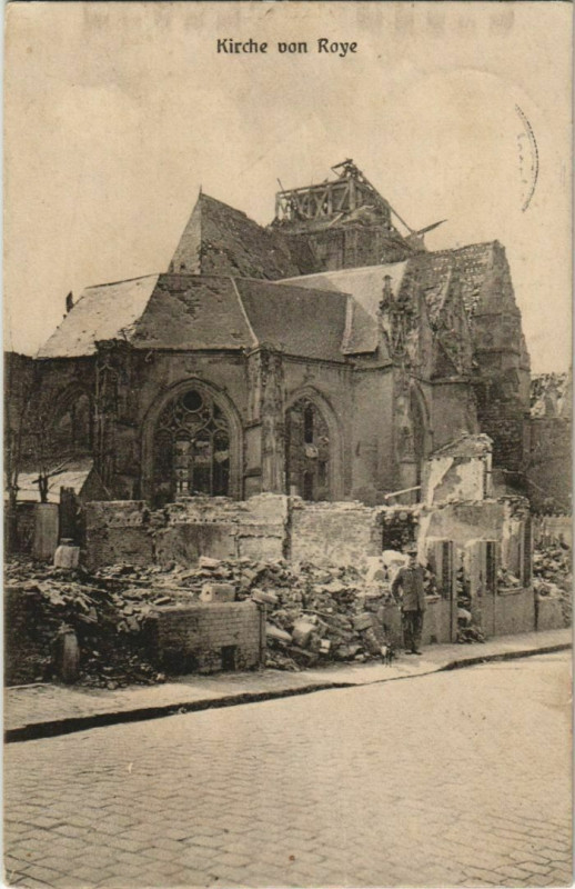 Carte postale ancienne Guerre Roye Kirche à Roye