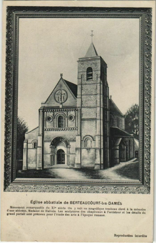 Carte postale ancienne Berteaucourt-les-Dames Eglise abbatiale à Berteaucourt-les-Dames