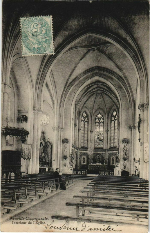 Carte postale ancienne Neuville-Conppengeule Intérieur de l'Eglise