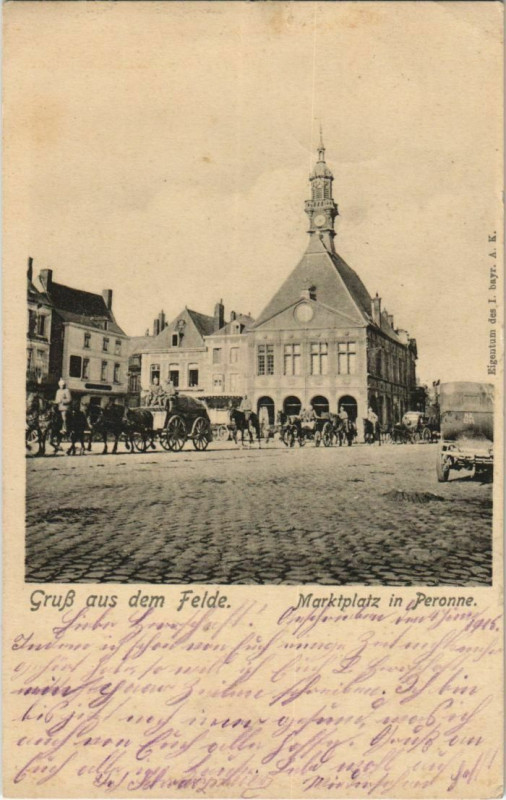 Carte postale ancienne Peronne Marktplatz