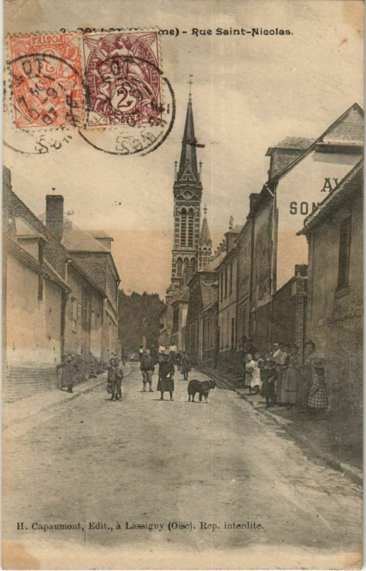 Carte postale ancienne ? Rue Saint-Nicolas à Rue