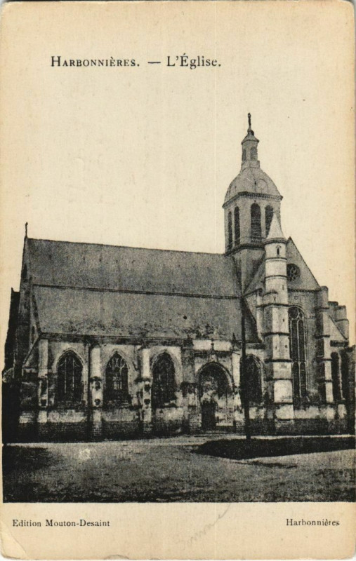 Carte postale ancienne Harbonnieres Eglise