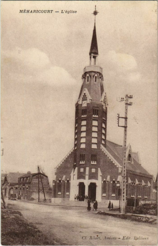 Carte postale ancienne Meharicourt Eglise