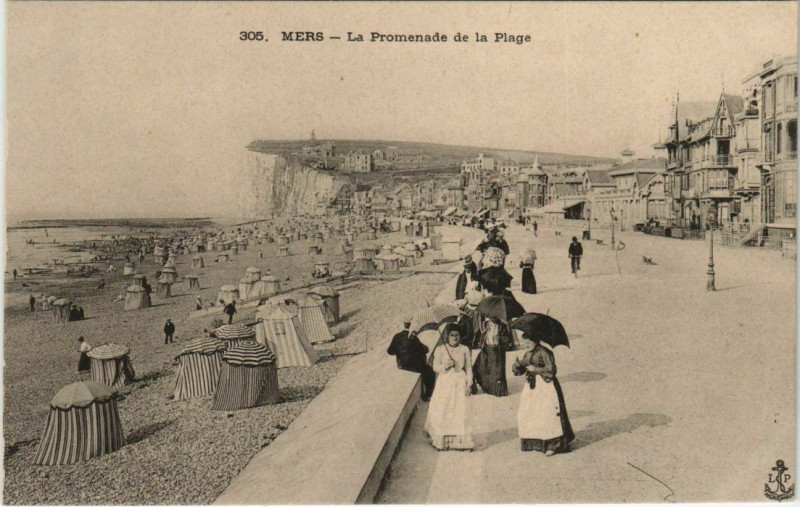 Carte postale ancienne Mers-les-Bains Promenade de la Plage à Mers-les-Bains