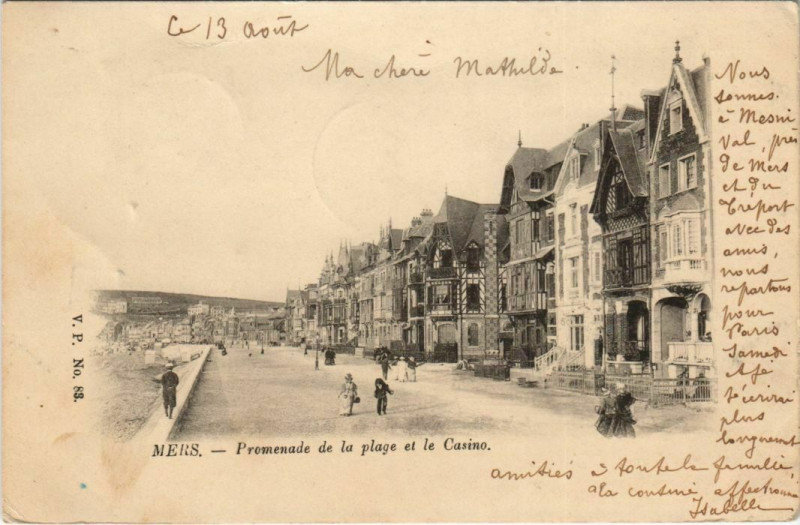 Carte postale ancienne Mers-les-Bains Promenade de la Plage à Mers-les-Bains