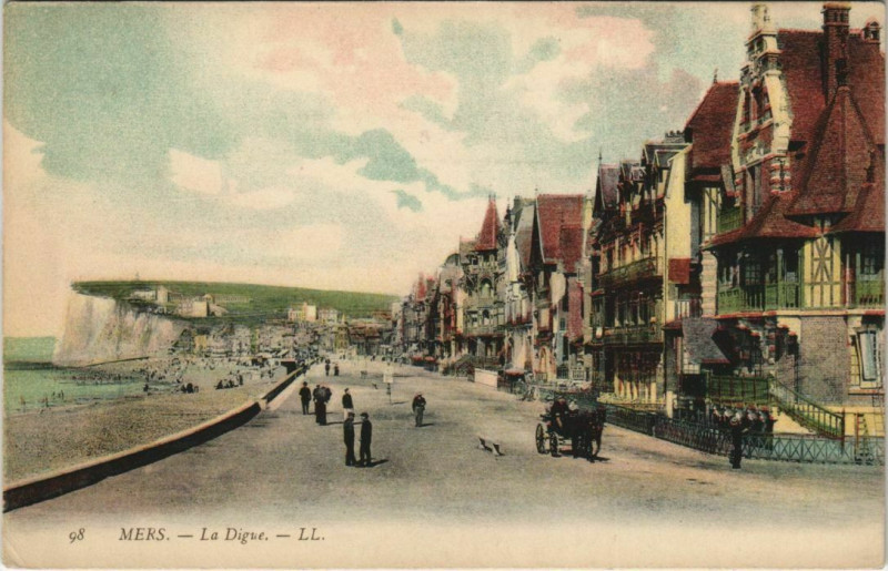 Carte postale ancienne Mers-les-Bains La Digue à Mers-les-Bains