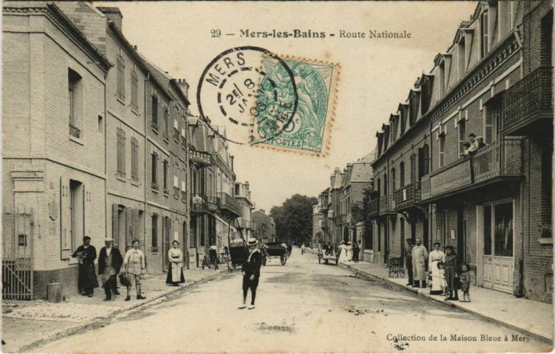 Carte postale ancienne Mers-les-Bains Route Nationale à Mers-les-Bains