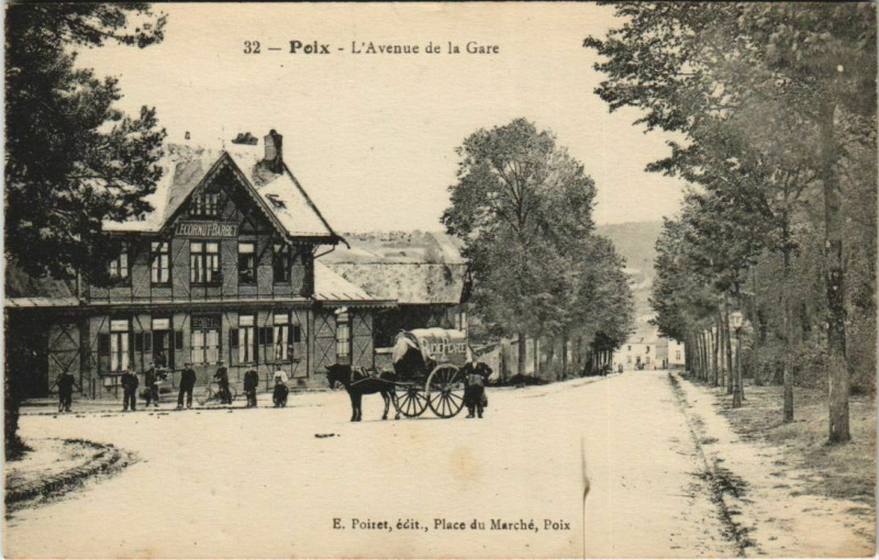 Carte postale ancienne Poix Avenue de la Gare