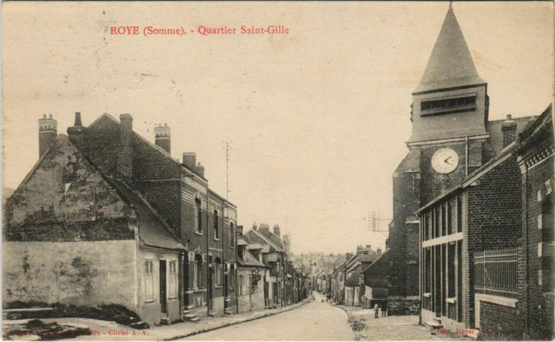 Carte postale ancienne Roye Quartier Saint-Gilles à Roye