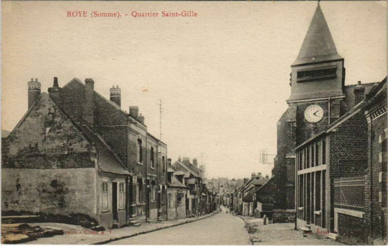 Carte postale ancienne Roye Quartier Saint-Gilles à Roye