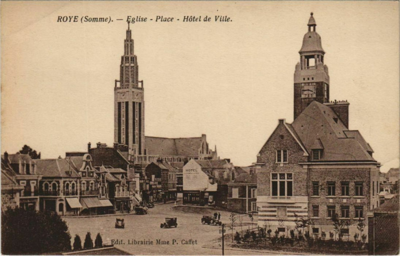 Carte postale ancienne Roye Hotel de Ville à Roye