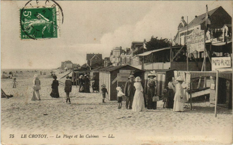 Carte postale ancienne Le Crotoy La Plage et ls Cabines au Crotoy